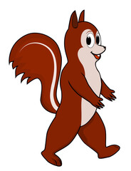Cartoon of a squirrel walking