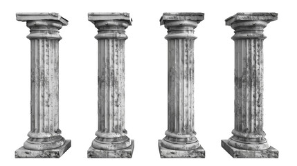 Greek column isolated on transparent background, pillar cut out 