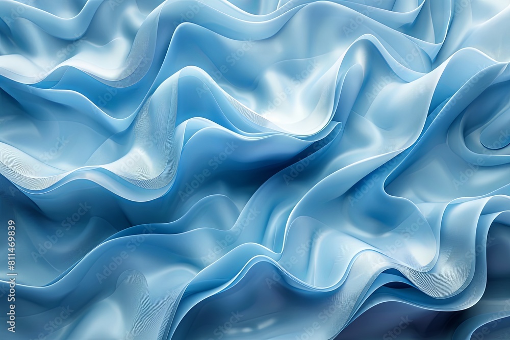 Poster a vibrant blue and white background featuring abstract wavy lines creating a dynamic visual effect. 