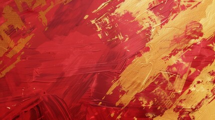 A breathtaking web banner featuring a Christmas brushed paint red and gold background, with bold brush strokes and vibrant colors creating a dynamic and visually striking composition