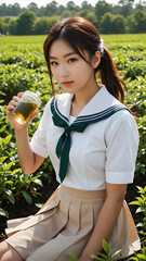 Green tea High school girl.