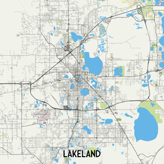 Lakeland, Florida, USA map poster art