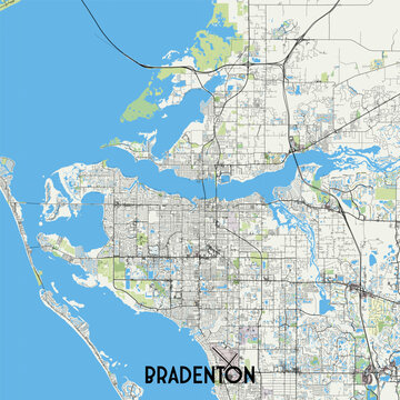 Bradenton, Florida, USA map poster art