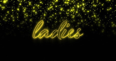 Image of ladies text over flashing yellow lights