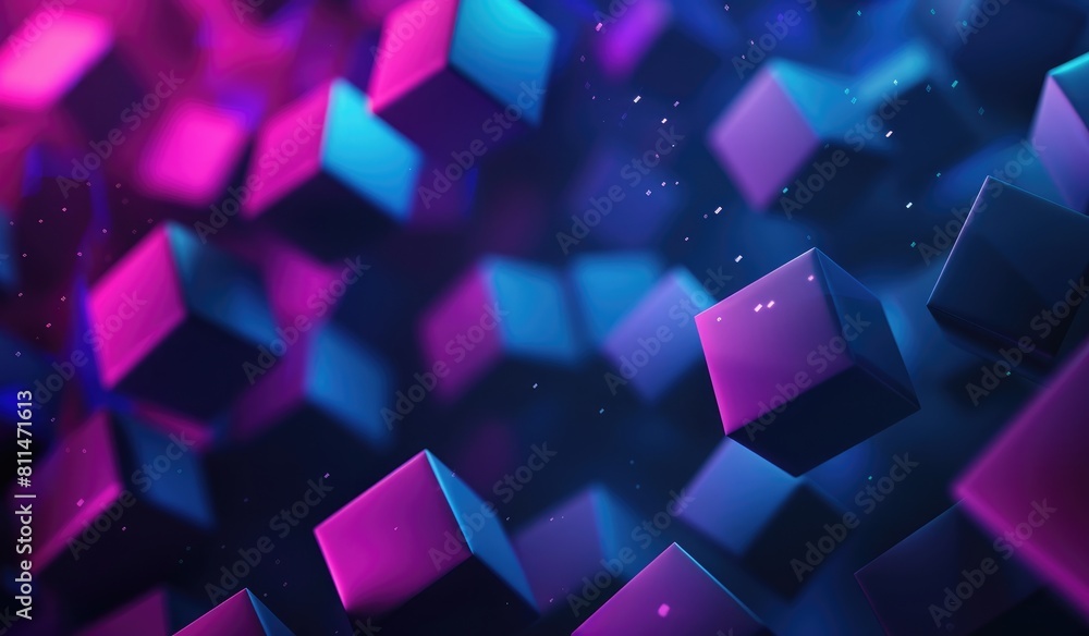 Canvas Prints technological patterns, with gradient blue and purple theme, abstract background, created with ai