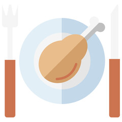 dinner. multi color icon, related to thanksgiving theme.