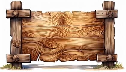 Naklejka premium wooden sign board or wooden sign on a white background