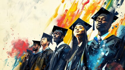 Dynamic poster showcasing the unity and camaraderie of graduates