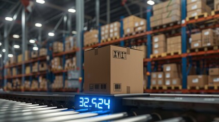 Automatic logistics management. smart packaging into the warehouse workflow, Cardboard box tags and QR codes for efficient tracking, authentication, and traceability throughout the supply chain