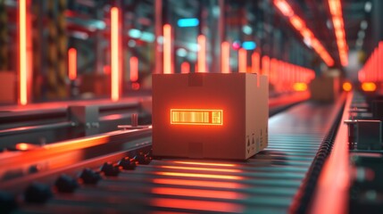 Automatic logistics management. smart packaging into the warehouse workflow, Cardboard box tags and QR codes for efficient tracking, authentication, and traceability throughout the supply chain