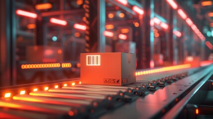 Automatic logistics management. smart packaging into the warehouse workflow, Cardboard box tags and QR codes for efficient tracking, authentication, and traceability throughout the supply chain