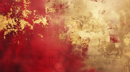Obraz premium A Christmas brushed paint background, featuring bold red and gleaming gold hues applied with textured brush strokes, lends a touch of elegance and sophistication to a web banner,