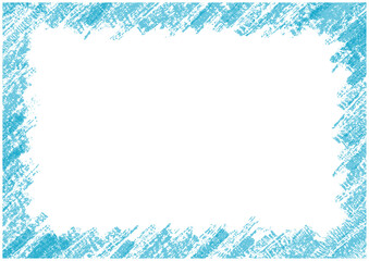 クレヨン・クレパスで描いた青・水色系フレーム背景