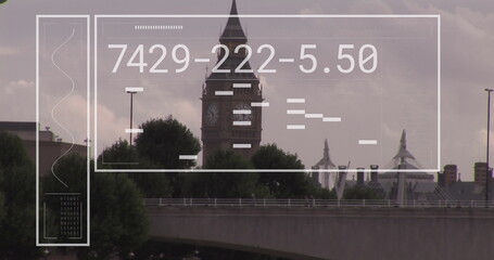 Obraz premium Image of data processing over london cityscape