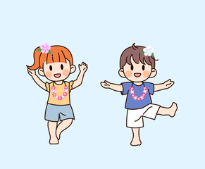 어린이 여름 방학 추억 삽화