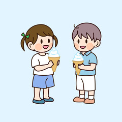 어린이 여름 방학 추억 삽화