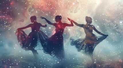 Obraz premium Ethereal double exposure photography juxtaposing dance movement