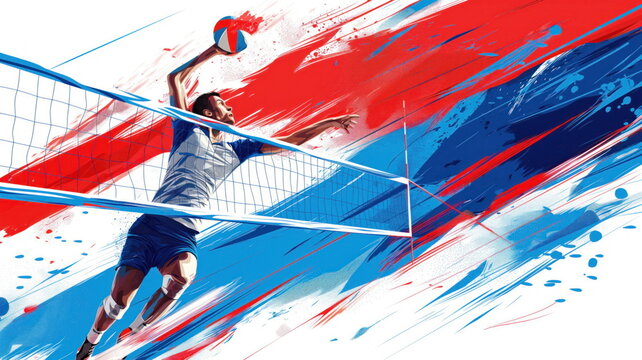 Volleyball Player in Dynamic Abstract Art Style