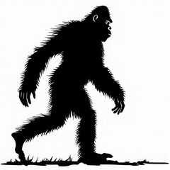 Isolated Vector Bigfoot Silhouette Illustration
