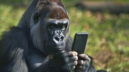 Gorilla with smartphone