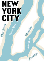 silhouette map of new york city