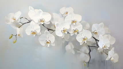 Thick brush strokes impressionistic flower orchid background poster decorative painting 