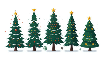 christmas tree set or illustrations christmas tree set