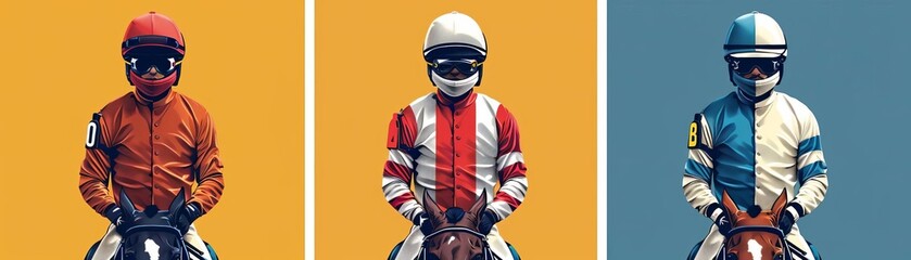 Obraz premium Jockey uniforms flat design front view sports theme cartoon drawing Splitcomplementary color scheme