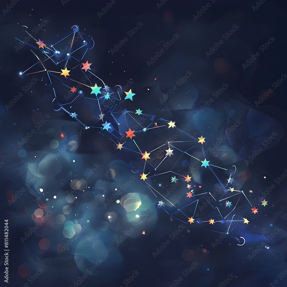 Poster index illustrated as a constellation of interconnected stars representing individual
