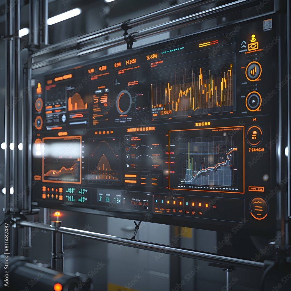 Poster a futuristic dashboard interface for comprehensive real time data visualization and analytics