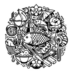 Logo design with doodle art concept