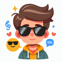 Boy cartoon character wearing glasses