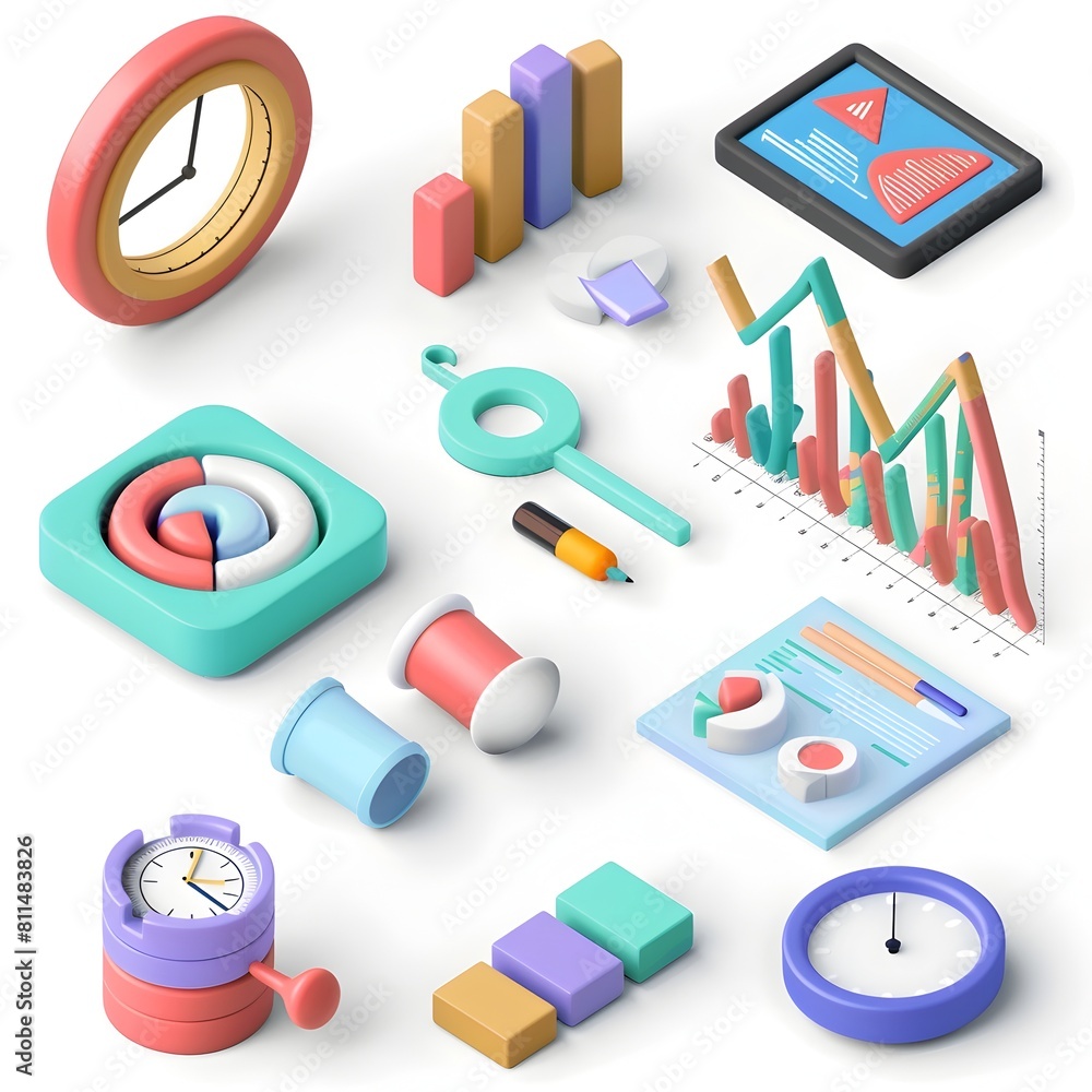 Poster life cycle assessment icon set in colorful 3d rendered isometric design for business presentation