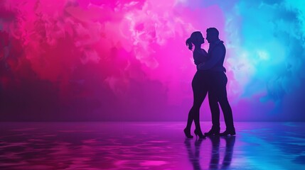 Open area for adding your personalized message beside dancers