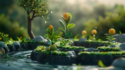 Animated Visualization of Sustainable Life Cycle in Lush Natural Environment