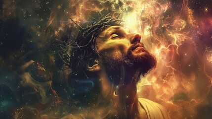 Surreal interpretation of Jesus as the cosmic embodiment of love