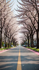 Road side cherry blossoms tree.(Sakura tree)
