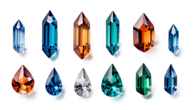 crystals background set green faceted decor multi drop crystal form ki design element transparent blue orange colored glasses diamond prism rhinestone stone mineral jewellery valuable luxury