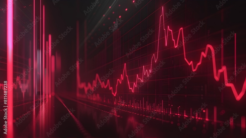Poster fluctuating index chart on computer display
