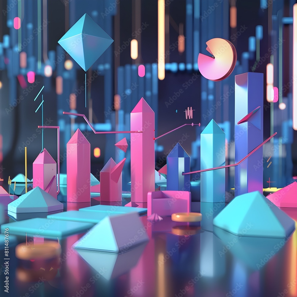 Aufkleber abstract geometric data visualization for financial analytics and trends
