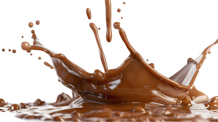 Splashes of chocolate caramel isolated on transparent background. 