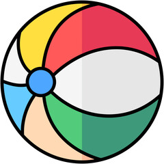 beach ball lineal multi color icon, related to summer theme