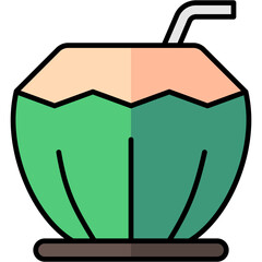 coconut lineal multi color icon, related to summer theme