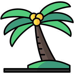 palm tree lineal multi color icon, related to summer theme