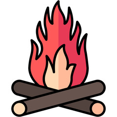 bonfire lineal multi color icon, related to summer theme