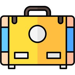 suitcase lineal multi color icon, related to summer theme