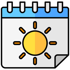 calendar lineal multi color icon, related to summer theme