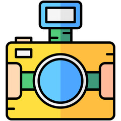 camera lineal multi color icon, related to summer theme