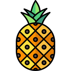 pineapple lineal multi color icon, related to summer theme