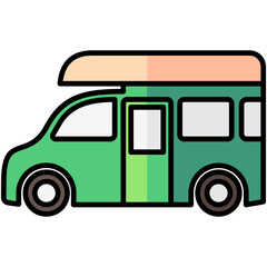 caravan lineal multi color icon, related to summer theme